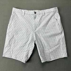 Johnnie-O Men's Size 34 Prep-Formance Seal Golf Ball Patterned Shorts White Gray